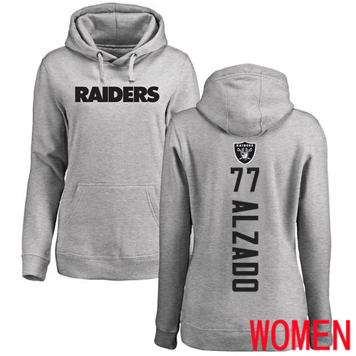 Oakland Raiders Ash Women Lyle Alzado Backer NFL Football #77 Pullover Hoodie Sweatshirts
